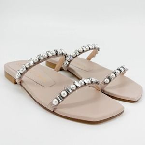 Stuart Weitzman Aleena Shine Pearl Crystal SIZE 6